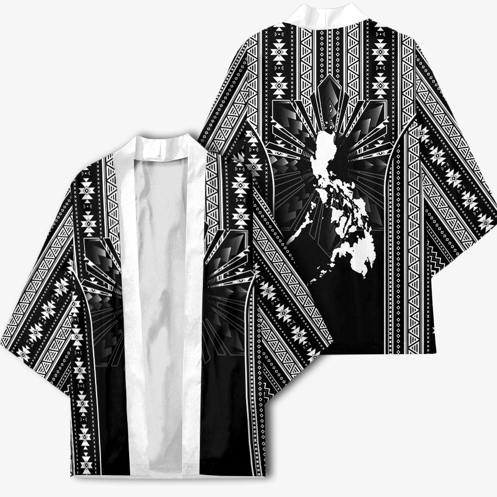 Mabuhay Philippines Festival Kimono Filipino Map Black White Igorot Pattern
