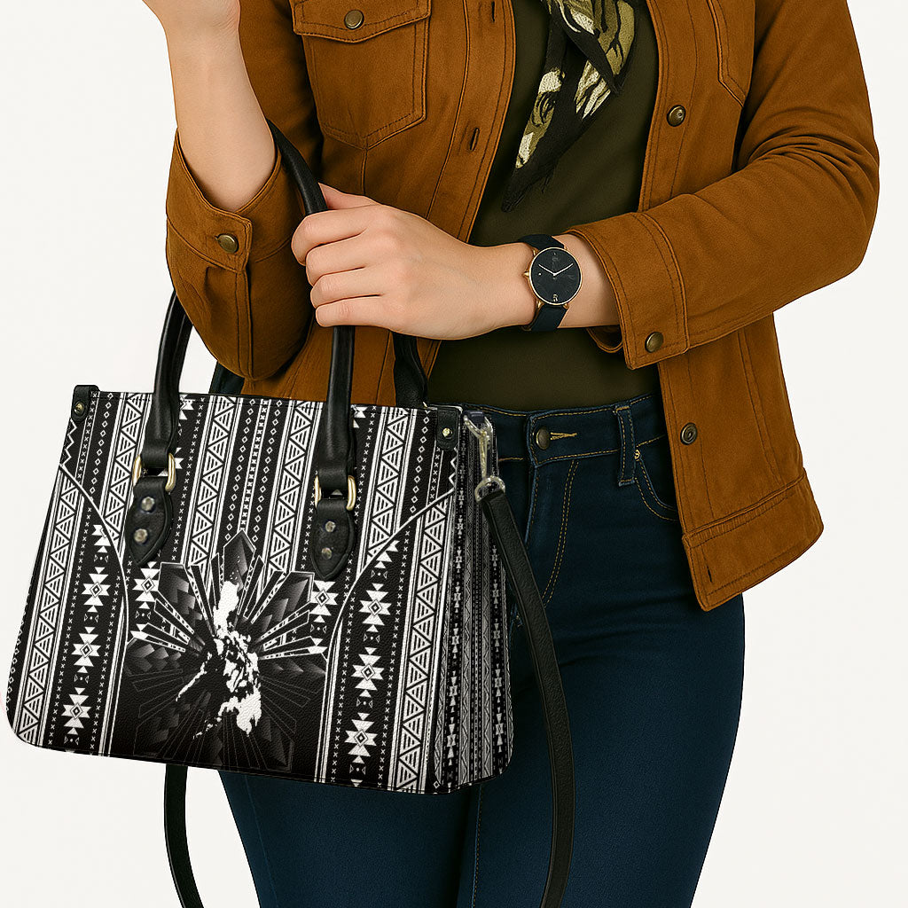 Mabuhay Philippines Festival Leather Bag Filipino Map Black White Igorot Pattern