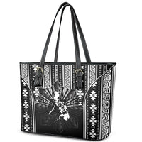 Mabuhay Philippines Festival Leather Tote Bag Filipino Map Black White Igorot Pattern