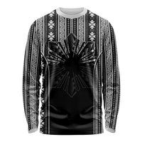 Mabuhay Philippines Festival Long Sleeve Shirt Filipino Map Black White Igorot Pattern LT14 Unisex Black - Polynesian Pride