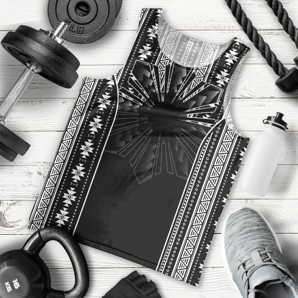 Mabuhay Philippines Festival Men Tank Top Filipino Map Black White Igorot Pattern