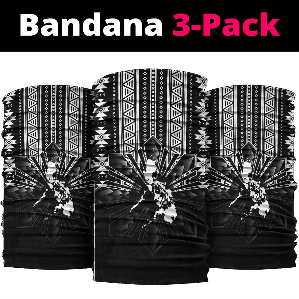 Mabuhay Philippines Festival Neck Gaiter Filipino Map Black White Igorot Pattern