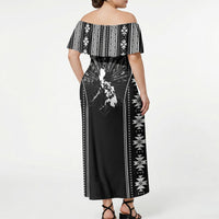 Mabuhay Philippines Festival Off Shoulder Maxi Dress Filipino Map Black White Igorot Pattern LT14 - Polynesian Pride