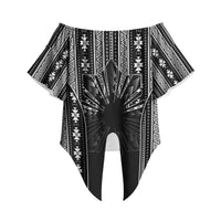 Mabuhay Philippines Festival Off Shoulder Wrap Waist Top Filipino Map Black White Igorot Pattern LT14 - Polynesian Pride