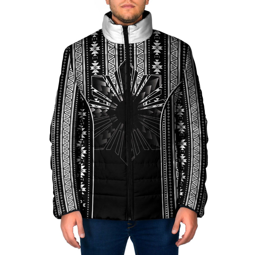 Mabuhay Philippines Festival Padded Jacket Filipino Map Black White Igorot Pattern