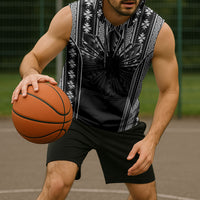 Mabuhay Philippines Festival Sleeveless Hoodie Filipino Map Black White Igorot Pattern LT14 - Polynesian Pride