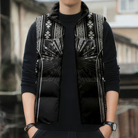 Mabuhay Philippines Festival Sleeveless Puffer Jacket Filipino Map Black White Igorot Pattern