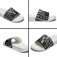 Mabuhay Philippines Festival Slide Sandals Filipino Map Black White Igorot Pattern