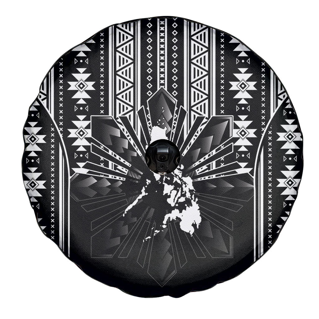 Mabuhay Philippines Festival Spare Tire Cover Filipino Map Black White Igorot Pattern LT14 - Polynesian Pride