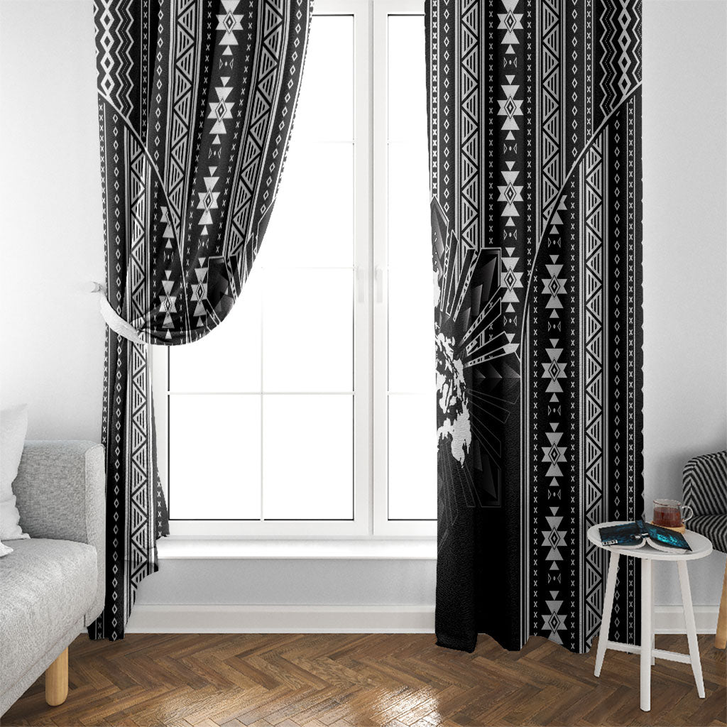 Mabuhay Philippines Festival Window Curtain Filipino Map Black White Igorot Pattern