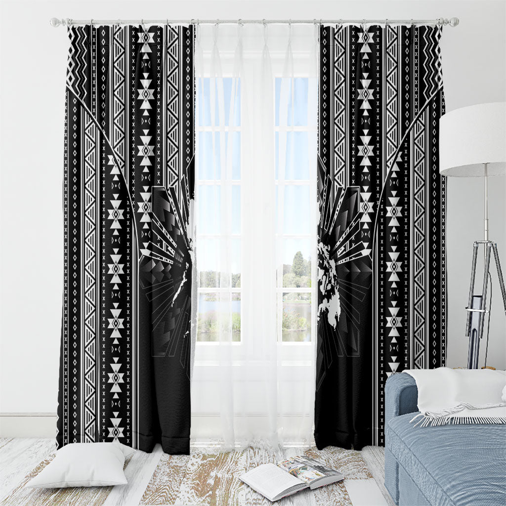 Mabuhay Philippines Festival Window Curtain Filipino Map Black White Igorot Pattern