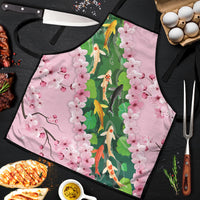 Koi Fish Sakura Japan Apron Eternal Flow Cherry Blossom Seigaiha Pattern LT14 Pink - Polynesian Pride