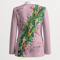 Koi Fish Sakura Japan Blazer Eternal Flow Cherry Blossom Seigaiha Pattern LT14 - Polynesian Pride