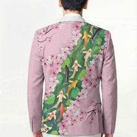 Koi Fish Sakura Japan Blazer Eternal Flow Cherry Blossom Seigaiha Pattern LT14 - Polynesian Pride