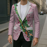 Koi Fish Sakura Japan Blazer Eternal Flow Cherry Blossom Seigaiha Pattern LT14 - Polynesian Pride