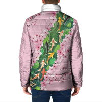 Koi Fish Sakura Japan Padded Jacket Eternal Flow Cherry Blossom Seigaiha Pattern