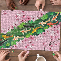 Koi Fish Sakura Japan Puzzle Eternal Flow Cherry Blossom Seigaiha Pattern LT14 - Polynesian Pride