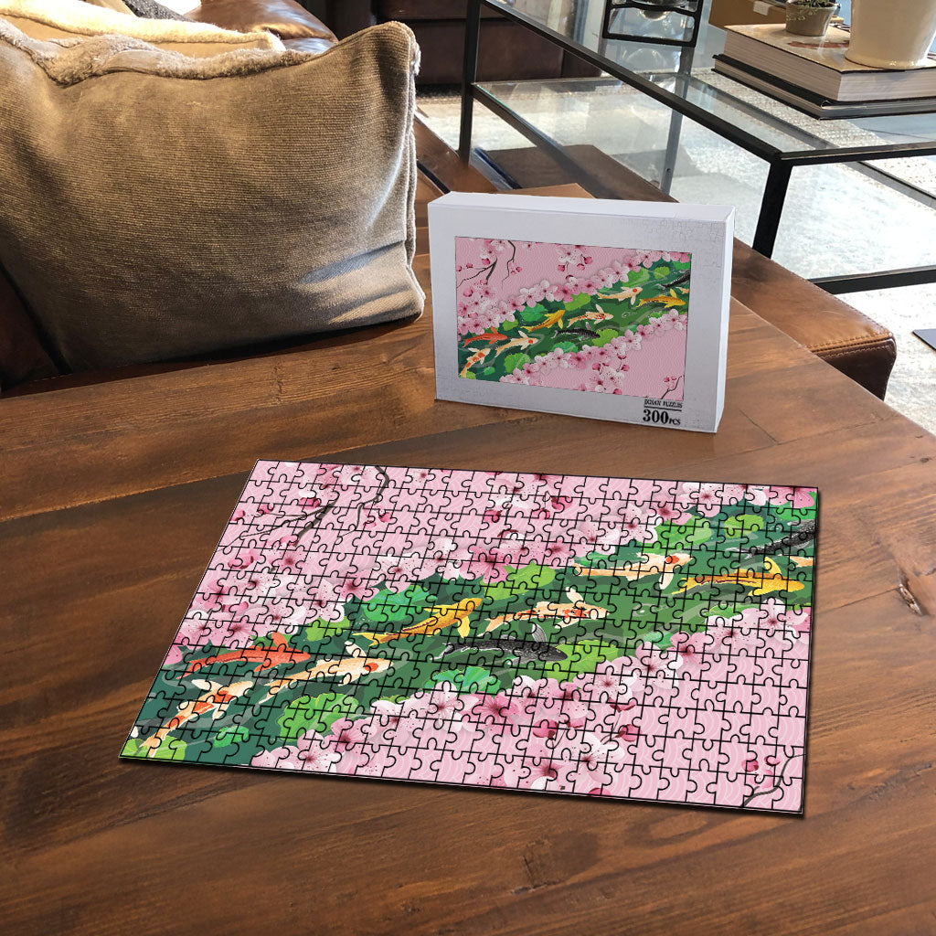 Koi Fish Sakura Japan Puzzle Eternal Flow Cherry Blossom Seigaiha Pattern LT14 - Polynesian Pride