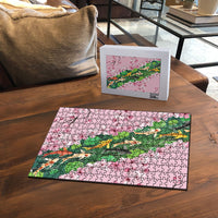 Koi Fish Sakura Japan Puzzle Eternal Flow Cherry Blossom Seigaiha Pattern LT14 - Polynesian Pride