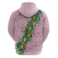 Koi Fish Sakura Japan Zip Hoodie Eternal Flow Cherry Blossom Seigaiha Pattern LT14 - Polynesian Pride