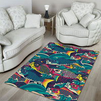 Japan Koinobori Area Rug Japanese Koi Flag Waves Pattern