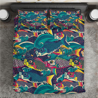 Japan Koinobori Bedding Set Japanese Koi Flag Waves Pattern