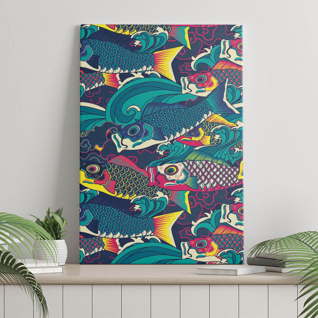 Japan Koinobori Canvas Wall Art Japanese Koi Flag Waves Pattern LT14 - Polynesian Pride