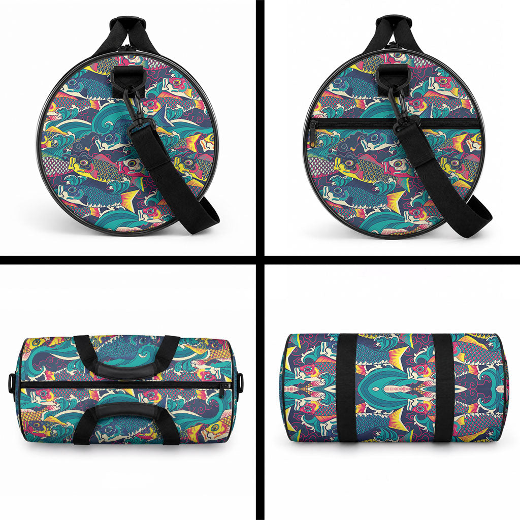 Japan Koinobori Duffle Bag Japanese Koi Flag Waves Pattern