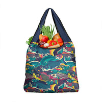 Japan Koinobori Grocery Bag Japanese Koi Flag Waves Pattern LT14 1-pack One Size Blue - Polynesian Pride