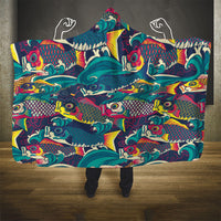 Japan Koinobori Hooded Blanket Japanese Koi Flag Waves Pattern LT14 - Polynesian Pride