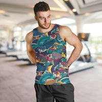 Japan Koinobori Men Tank Top Japanese Koi Flag Waves Pattern