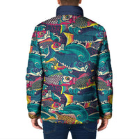 Japan Koinobori Padded Jacket Japanese Koi Flag Waves Pattern