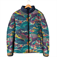 Japan Koinobori Padded Jacket Japanese Koi Flag Waves Pattern