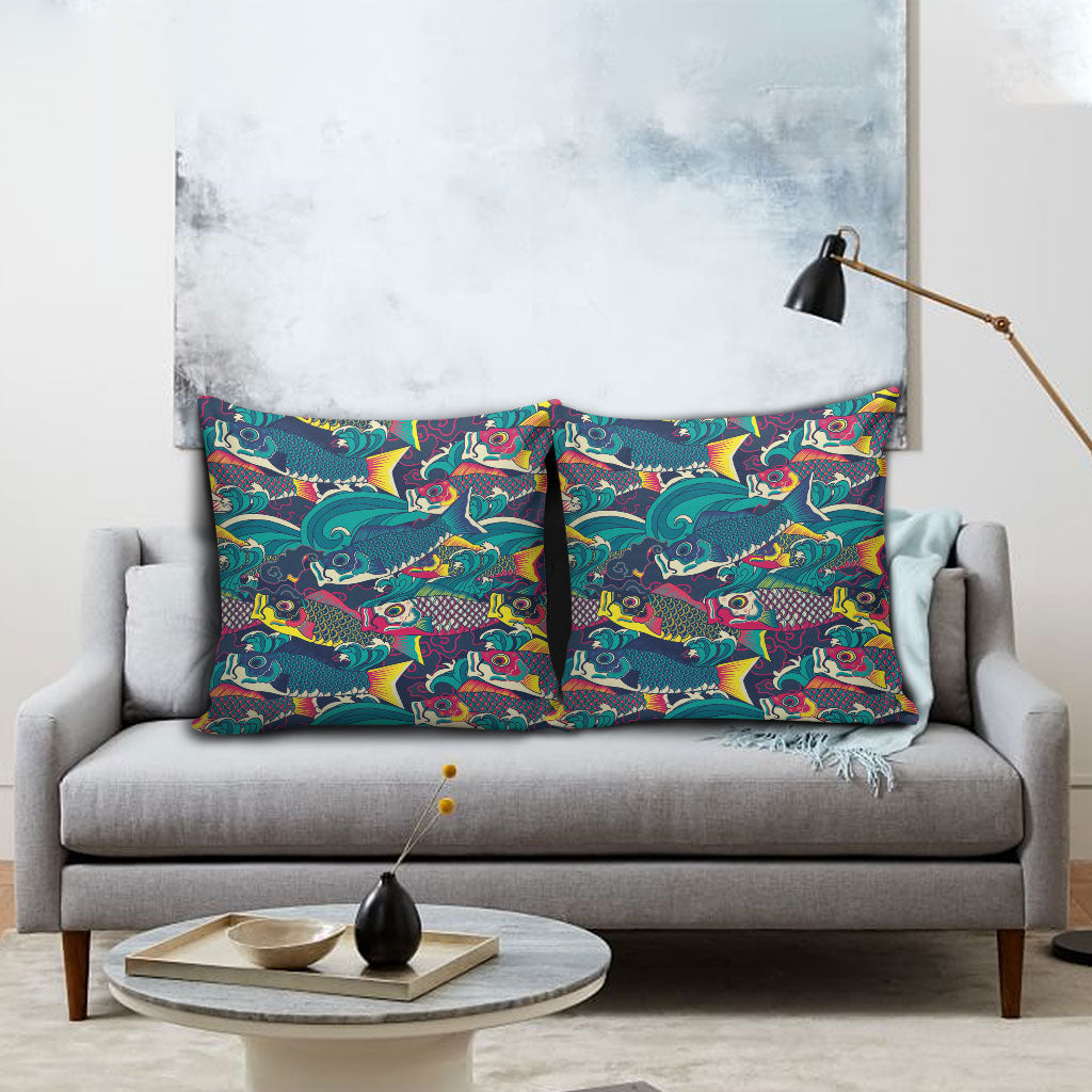 Japan Koinobori Pillow Cover Japanese Koi Flag Waves Pattern LT14 - Polynesian Pride