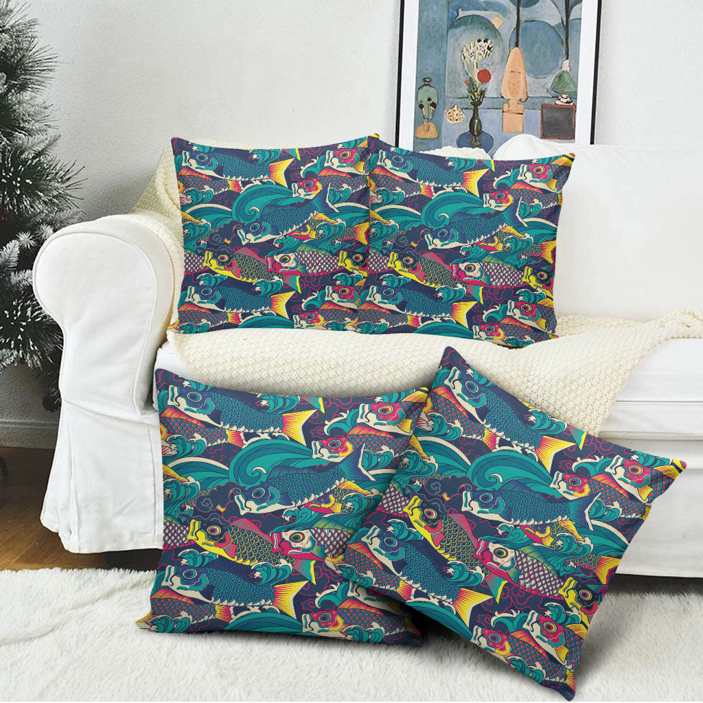 Japan Koinobori Pillow Cover Japanese Koi Flag Waves Pattern LT14 - Polynesian Pride