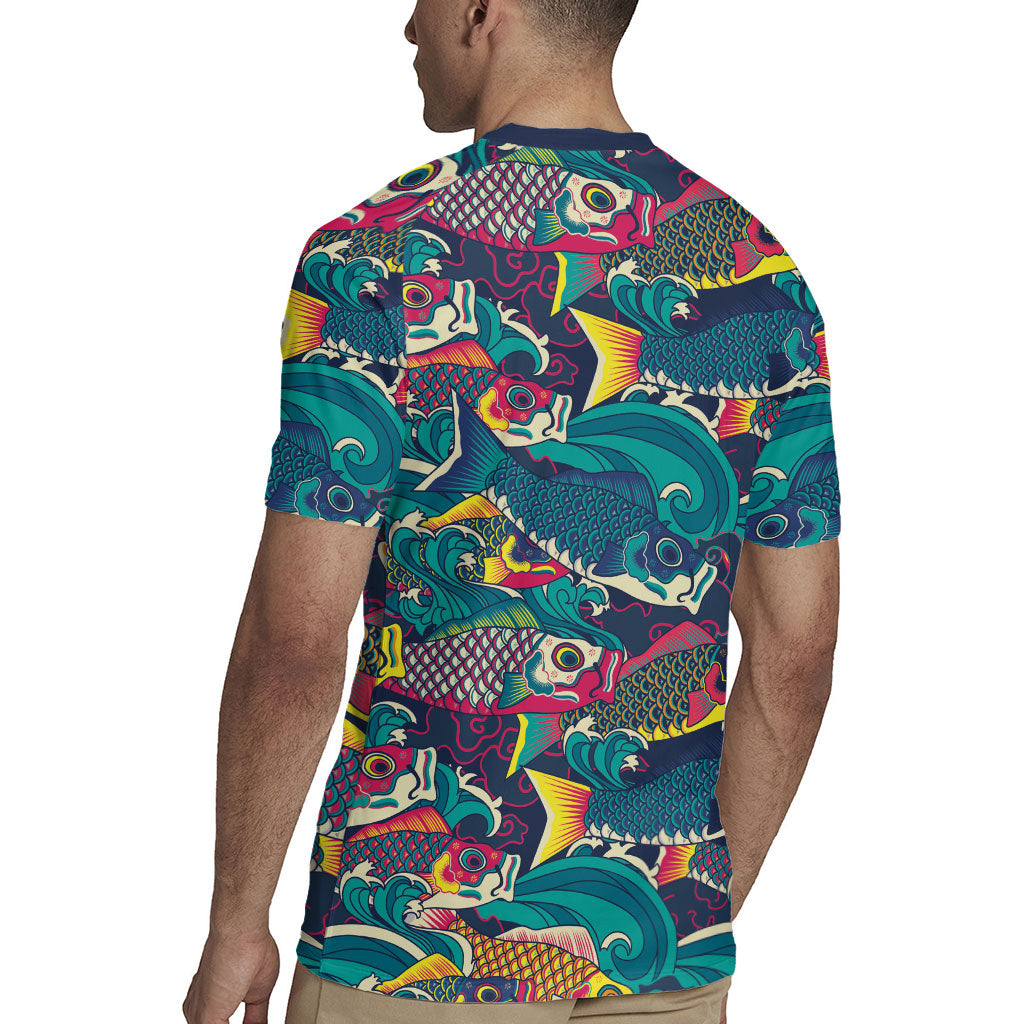 Japan Koinobori Rugby Jersey Japanese Koi Flag Waves Pattern LT14 - Polynesian Pride