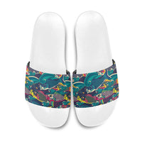 Japan Koinobori Slide Sandals Japanese Koi Flag Waves Pattern
