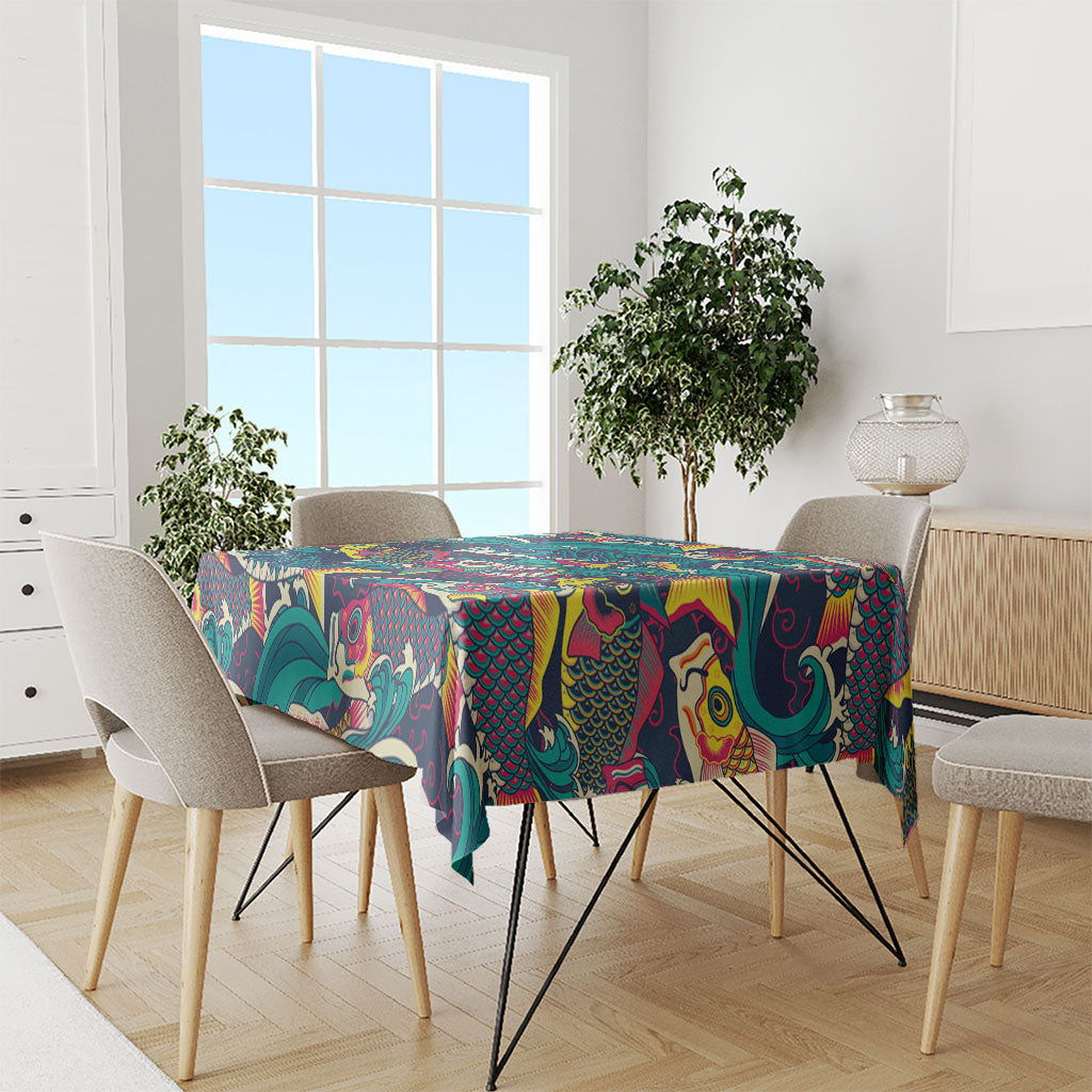 Japan Koinobori Tablecloth Japanese Koi Flag Waves Pattern
