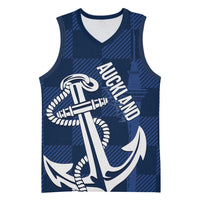 New Zealand Auckland Football Custom Basketball Jersey Navy Blue City Anchor Sky Tower Symbol - Polynesian Pride