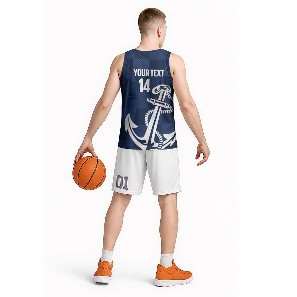 New Zealand Auckland Football Custom Basketball Jersey Navy Blue City Anchor Sky Tower Symbol - Polynesian Pride