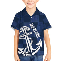 New Zealand Auckland Football Custom Hawaiian Shirt Navy Blue City Anchor Sky Tower Symbol - Polynesian Pride