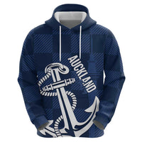 New Zealand Auckland Football Custom Hoodie Navy Blue City Anchor Sky Tower Symbol - Polynesian Pride