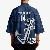 New Zealand Auckland Football Custom Kimono Navy Blue City Anchor Sky Tower Symbol - Polynesian Pride