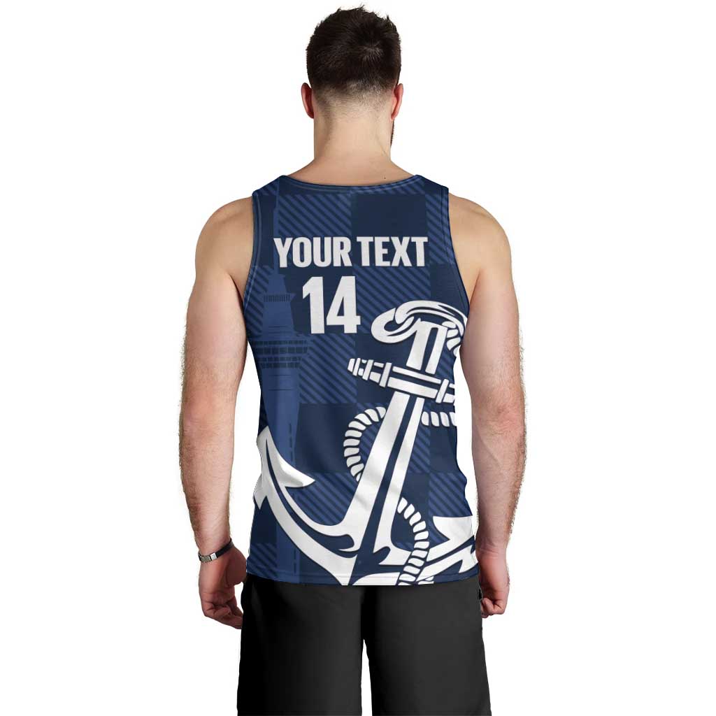 New Zealand Auckland Football Custom Men Tank Top Navy Blue City Anchor Sky Tower Symbol - Polynesian Pride