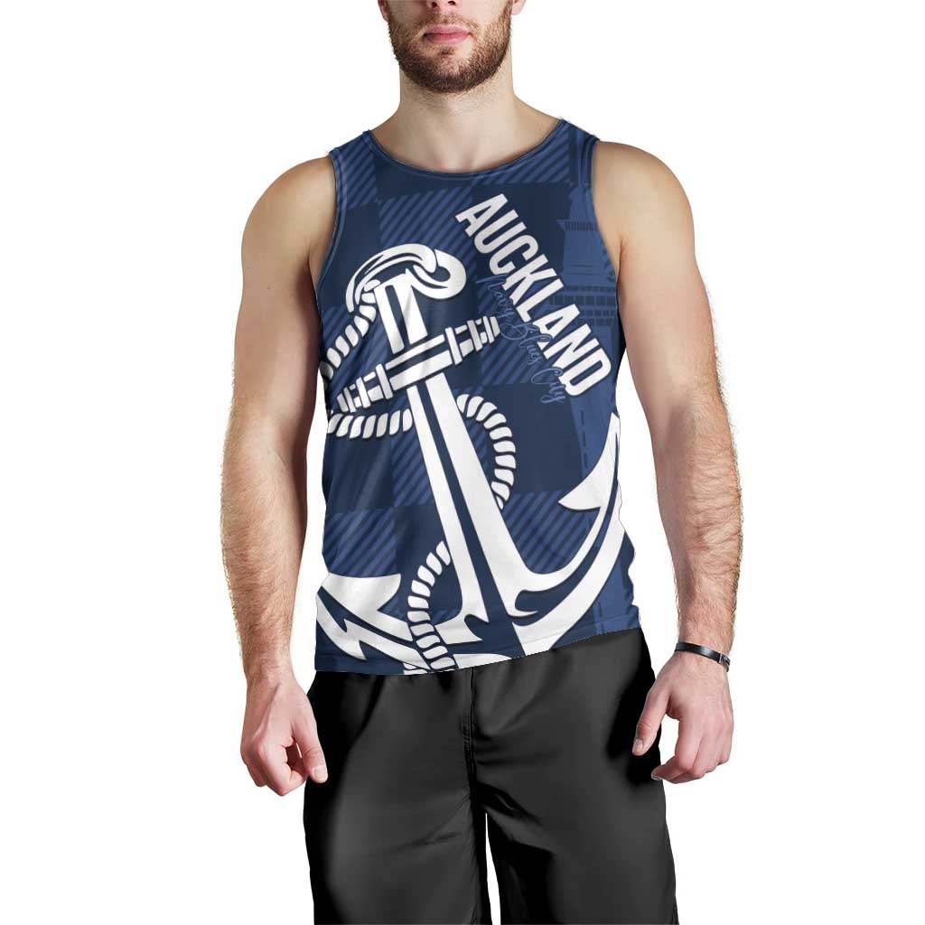 New Zealand Auckland Football Custom Men Tank Top Navy Blue City Anchor Sky Tower Symbol - Polynesian Pride