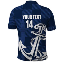 New Zealand Auckland Football Custom Polo Shirt Navy Blue City Anchor Sky Tower Symbol - Polynesian Pride