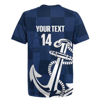 New Zealand Auckland Football Custom Rugby Jersey Navy Blue City Anchor Sky Tower Symbol - Polynesian Pride