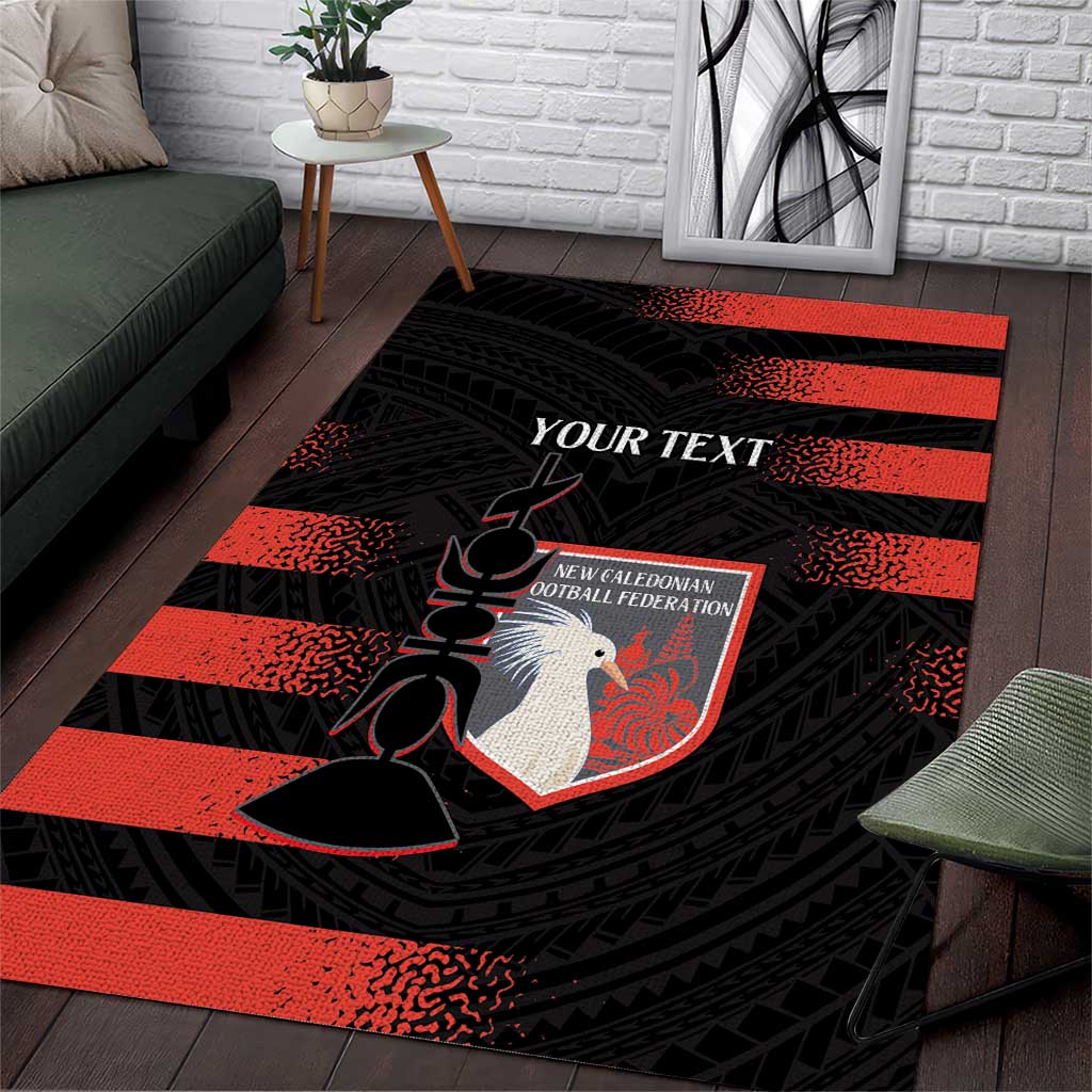 Custom New Caledonia Football Area Rug Allez Les Cagous Polynesian Pattern