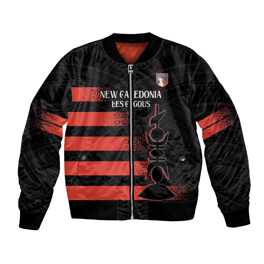 Custom New Caledonia Football Bomber Jacket Allez Les Cagous Polynesian Pattern