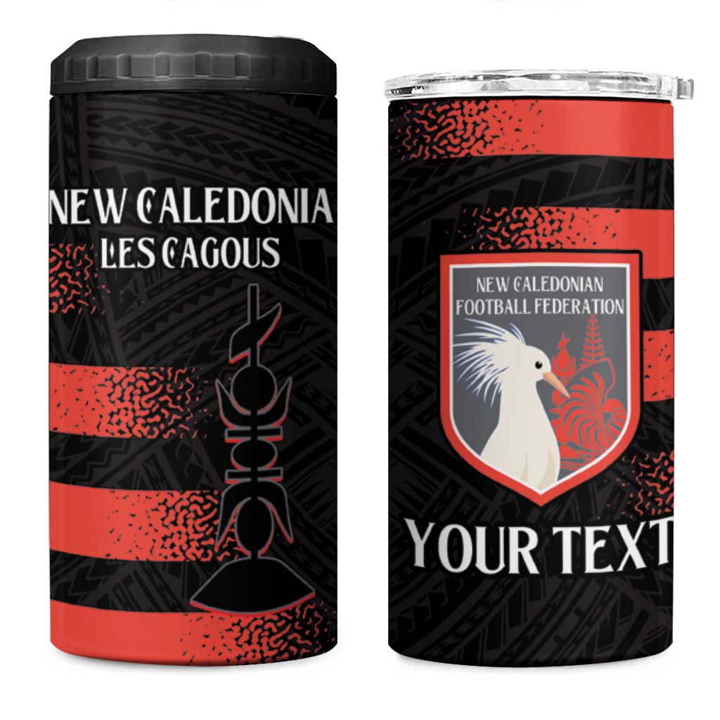 Custom New Caledonia Football 4 in 1 Can Cooler Tumbler Allez Les Cagous Polynesian Pattern